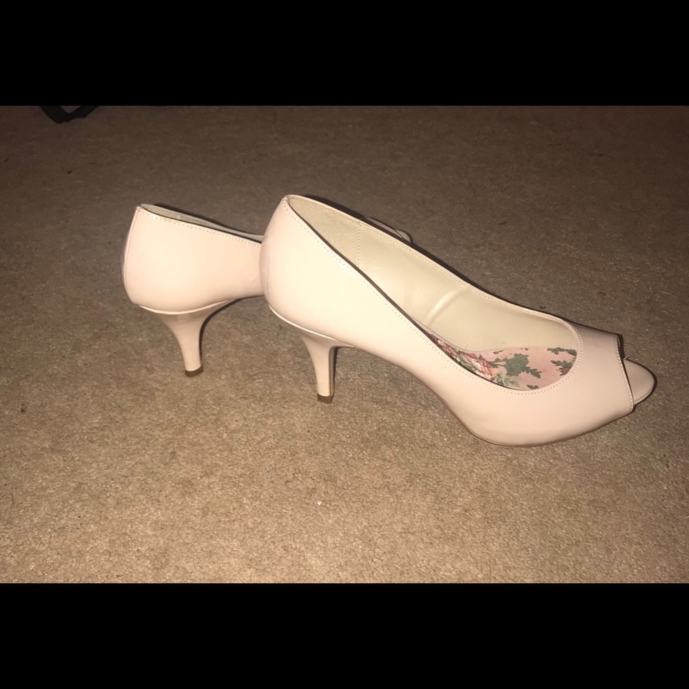 X•Appeal Tan Peep Toe 3-inch Heels